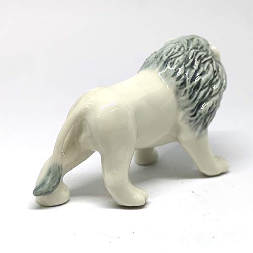 White Lion King Figurine Miniature Collectible Ceramic Wildlife Exotic Animals