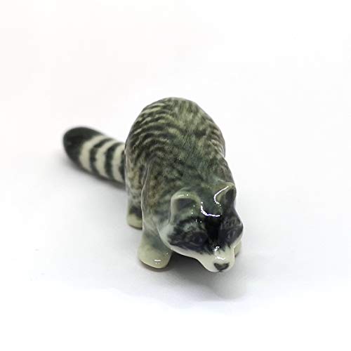 Ceramic Raccoon Figurine Wildlife Animal Hand Painted Porcelain Collectible Decor