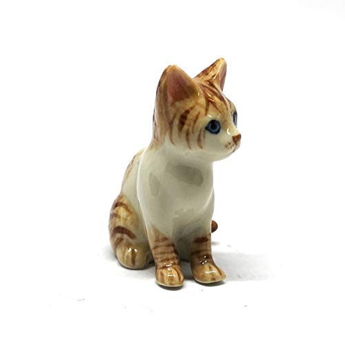 Ceramic Siamese Cat Figurine Brown Hand Painted Porcelain Miniature Collectible