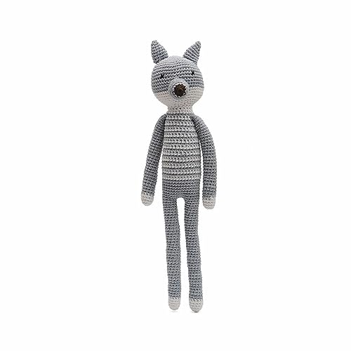 Stripe Pattern Long-legged Animal Handmade Amigurumi Stuffed Crochet Doll VAC (Grey Fox)