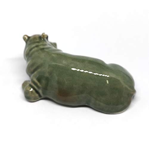 Ceramic Hippo Figurine Hand Painted Porcelain Terrarium Garden Decor Collectibles