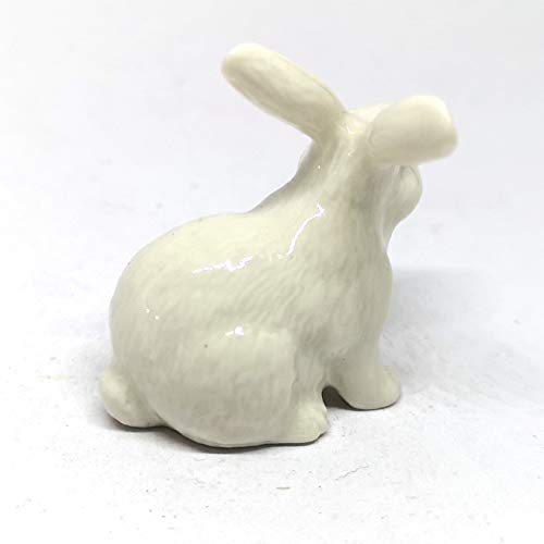 Porcelain Rabbit Bunny Figurine White Hand Painted Ceramic Miniature Collectible