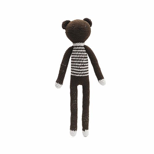 Stripe Pattern Long-legged Animal Handmade Amigurumi Stuffed Crochet Doll VAC (Dark Brown Bear)