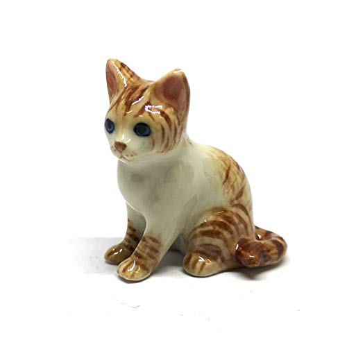 Ceramic Siamese Cat Figurine Brown Hand Painted Porcelain Miniature Collectible