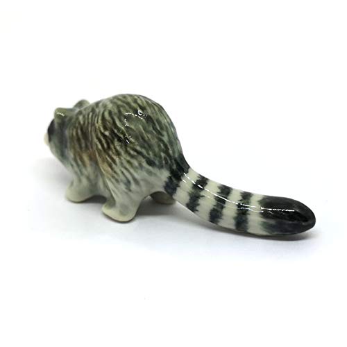 Ceramic Raccoon Figurine Wildlife Animal Hand Painted Porcelain Collectible Decor