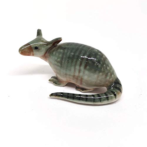 Tiny Ceramic Armadillo Figurine Craft Miniature Collectible Porcelain Animal Zoo