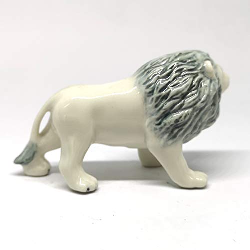 White Lion King Figurine Miniature Collectible Ceramic Wildlife Exotic Animals