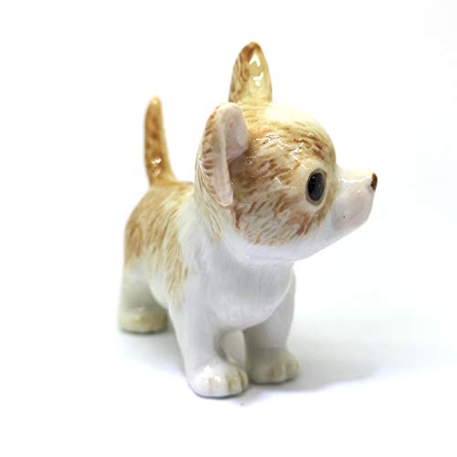 Chihuahua Dog Ceramic Figurine Funny Standing Hand Painted Porcelain Collectible