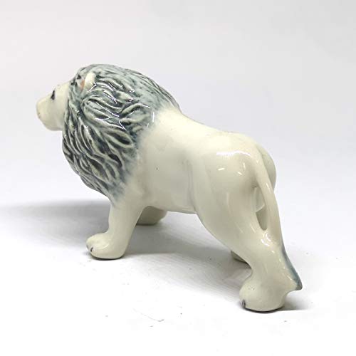 White Lion King Figurine Miniature Collectible Ceramic Wildlife Exotic Animals