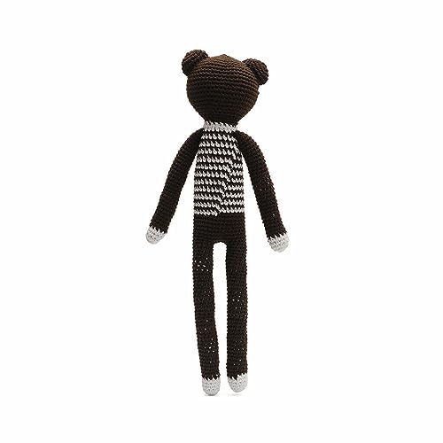 Stripe Pattern Long-legged Animal Handmade Amigurumi Stuffed Crochet Doll VAC (Dark Brown Bear)