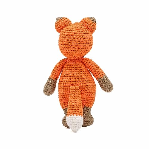 Orange Cute Fox Handmade Amigurumi Stuffed Toy Knit Crochet Doll VAC