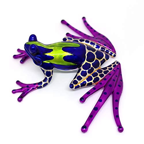Collectible Frog Figurines Purple Blown Glass Hand Painted Animals Lovers Gift Collection Miniature Home Garden Terrarium Decor