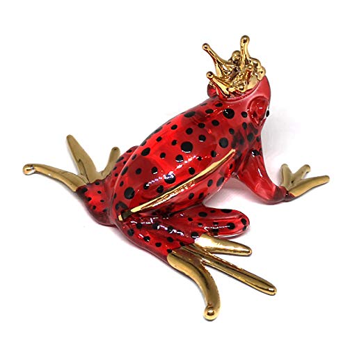 Prince Frog Glass Figurines Collectibles Red Hand Blown Painted Art Animals Miniature Garden Decor Statue Animal