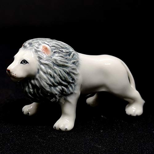 White Lion King Figurine Miniature Collectible Ceramic Wildlife Exotic Animals