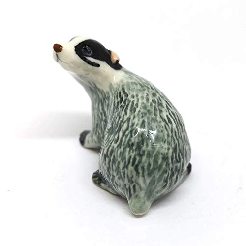 Ceramic Badger Figurine Tiny Craft Miniature Collectible Porcelain Animal Zoo