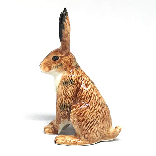 Ceramic Wild Brown Rabbit Figurine Hand Painted Miniature Terrarium Decor Collectible