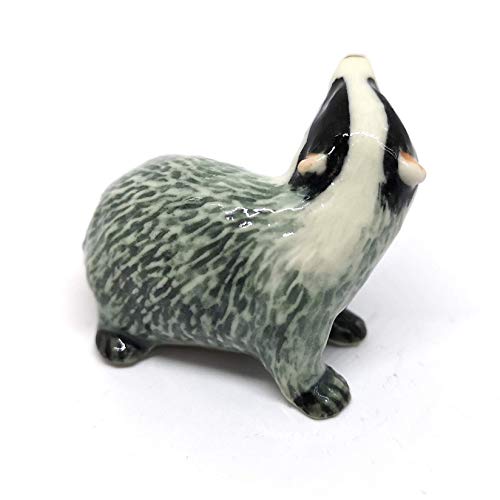 Ceramic Badger Figurine Tiny Craft Miniature Collectible Porcelain Animal Zoo