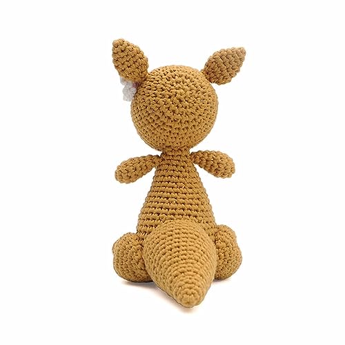 Kangaroo Carring Her Baby Handmade Amigurumi Stuffed Toy Knit Crochet Doll VAC