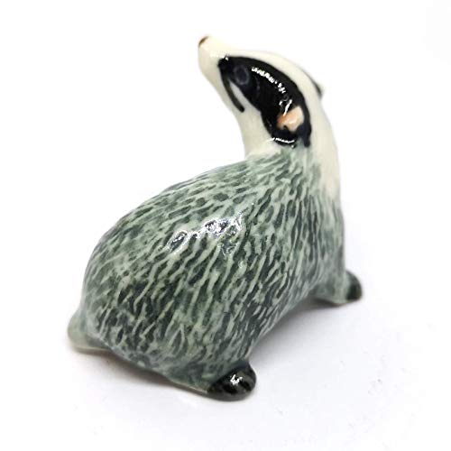 Ceramic Badger Figurine Tiny Craft Miniature Collectible Porcelain Animal Zoo