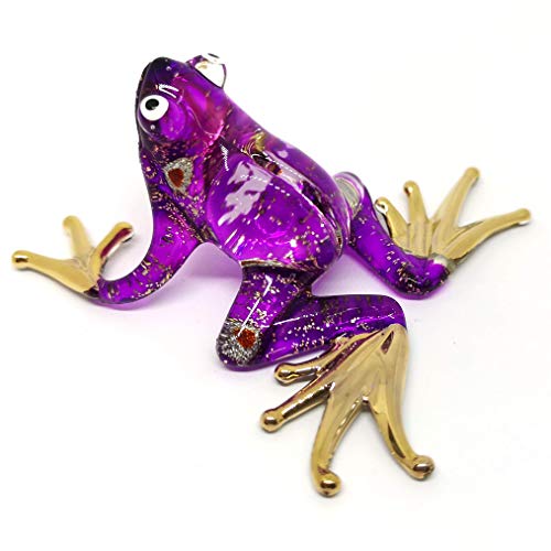 Glass Purple Frog Figurine Miniature Hand Blown Animals Statue Garden Decoration Personalized Gift