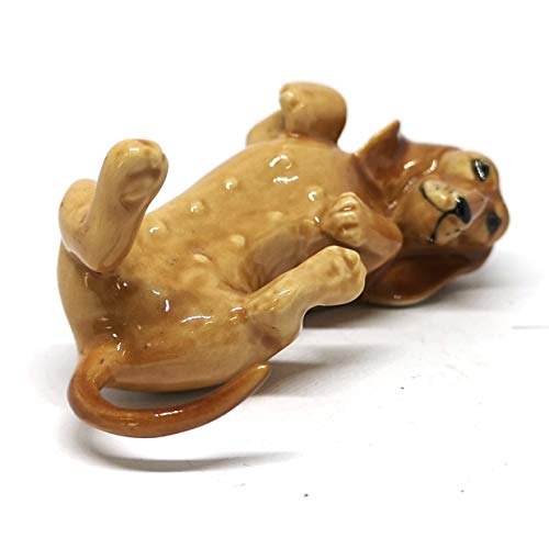 Ceramic Miniatures Dog Statue Dachshund Statue Lying Brown Hand Painted Animal Figurines Collectible