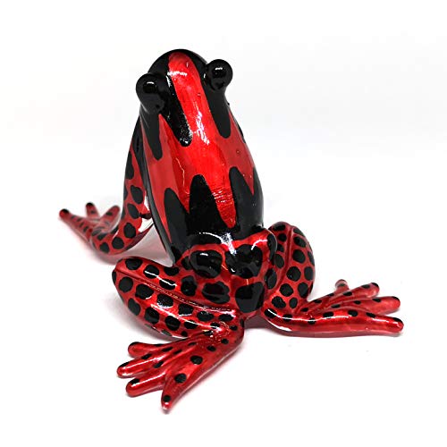 Glass Frog Figurine Red Poison Dart Animals Hand Blown Painted Collectible Gardening Gift Decoration for Home Statue