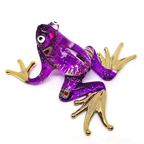 Glass Purple Frog Figurine Miniature Hand Blown Animals Statue Garden Decoration Personalized Gift