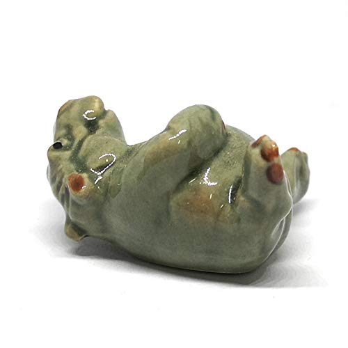 Ceramic Hippo Figurine Lie on Back Hand Painted Porcelain Terrarium Garden Decor Collectibles