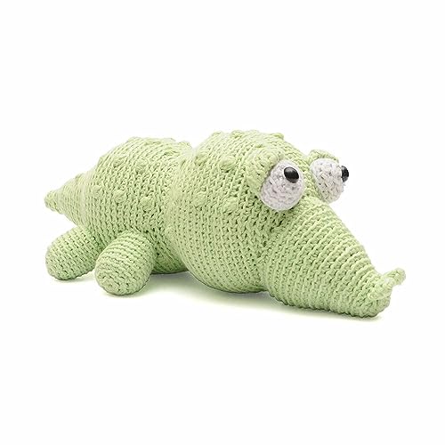 Green Chubby Crocodile Handmade Amigurumi Stuffed Toy Knit Crochet Doll VAC