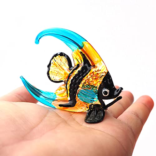 ZOOCRAFT Glass Angel Fish Figurine Aquarium Handicraft Miniature Hand Blown Collectibles