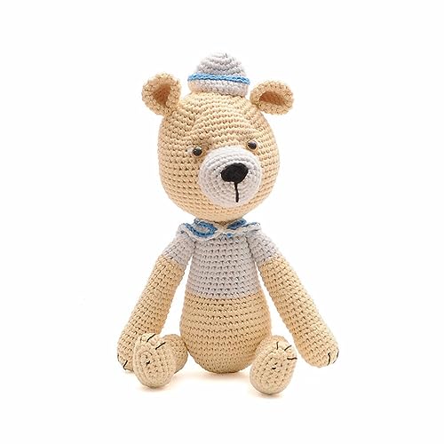 Navy Bear Handmade Amigurumi Stuffed Toy Knit Crochet Doll VAC