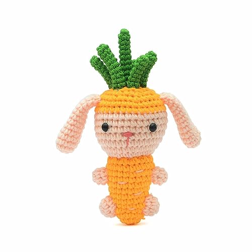 Orange Carrot Bunny Rabbit Handmade Amigurumi Stuffed Toy Knit Crochet Doll VAC