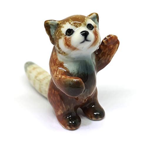 Ceramic Red Panda Figurine Animal Standing Craft Miniature Collectible Porcelain DIY Gift