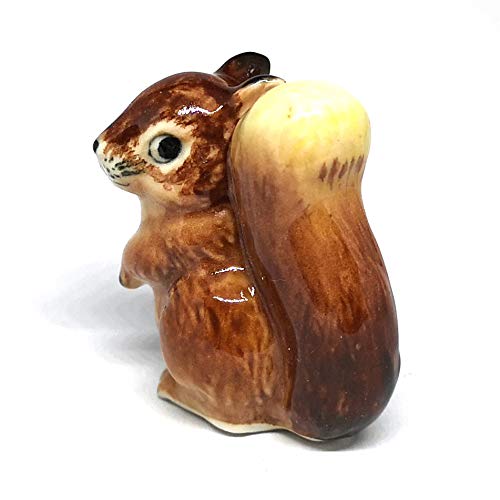 Set of 2 Squirrel Figurine Ceramic Gift Collectibles Hand Painted Terrarium Garden Decor Set of 2