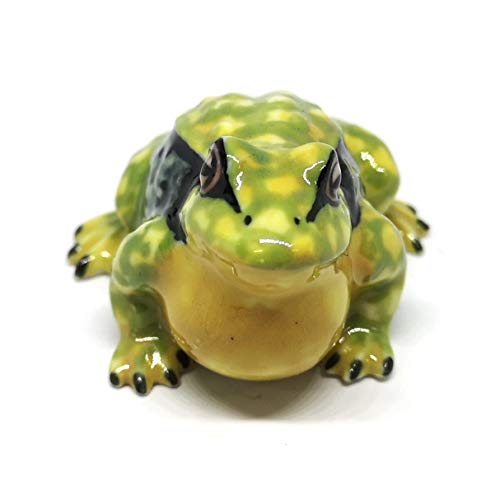 Ceramic Frog Figurine Green Mountain Hand Painted Gift Miniature Collectible