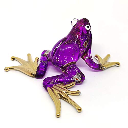 Glass Purple Frog Figurine Miniature Hand Blown Animals Statue Garden Decoration Personalized Gift