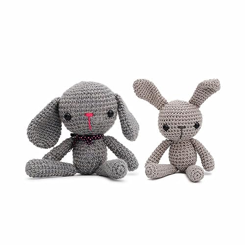 Small Long-Legged Bunny Handmade Amigurumi Stuffed Toy Knit Crochet Doll VAC (Cream)