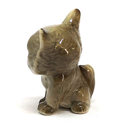 Cute Cat Figurine Big Head Hand Painted Ceramic Miniatures Home Decor