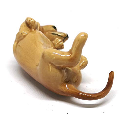 Ceramic Miniatures Dog Statue Dachshund Statue Lying Brown Hand Painted Animal Figurines Collectible