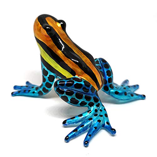 Glass Frog Figurine Poison Dart Animals Hand Blown Painted Art Miniature Gardening Gift Table Decor Statue Orange&Blue