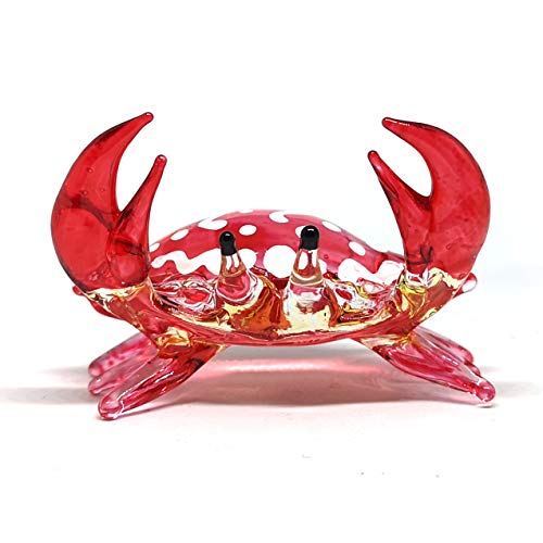 Glass Animals Crab Figurine Red Hand Blown Painted Art Miniature Coastal Decor Style Spirit Animals