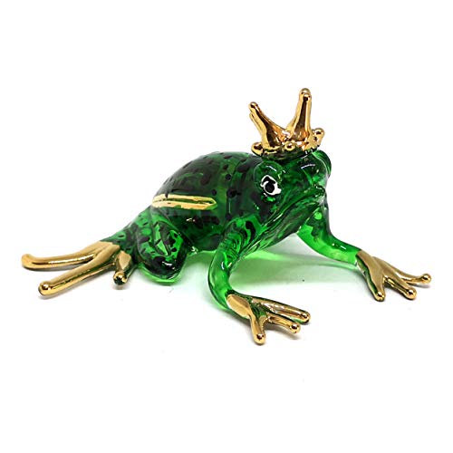 ZOOCRAFT Prince Frog Glass Figurines Collectibles Hand Blown Painted Art Animals Miniature Garden Decor Statue Animal