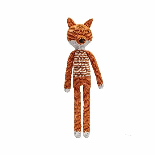 Stripe Pattern Long-legged Animal Handmade Amigurumi Stuffed Crochet Doll VAC (Orange Fox)