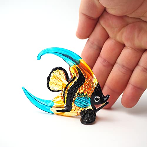 ZOOCRAFT Glass Angel Fish Figurine Aquarium Handicraft Miniature Hand Blown Collectibles