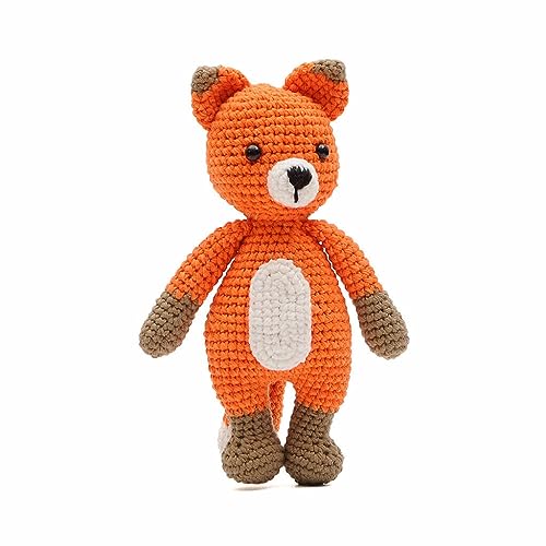 Orange Cute Fox Handmade Amigurumi Stuffed Toy Knit Crochet Doll VAC