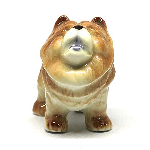 Ceramic Chow Chow Dog Breed Figurine Hand Painted Miniatures Animal Collectible