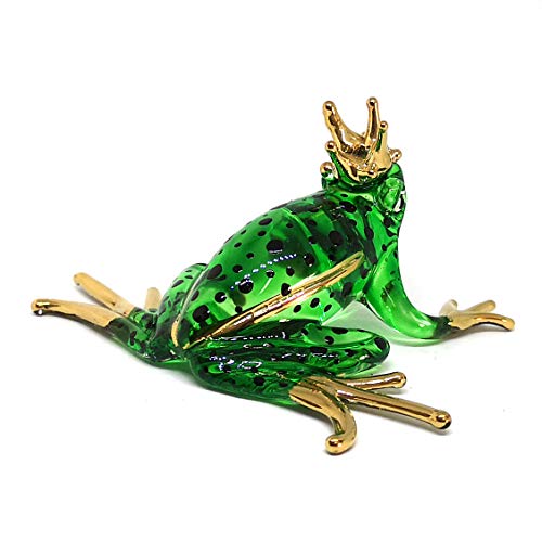 ZOOCRAFT Prince Frog Glass Figurines Collectibles Hand Blown Painted Art Animals Miniature Garden Decor Statue Animal