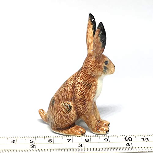 Ceramic Wild Brown Rabbit Figurine Hand Painted Miniature Terrarium Decor Collectible