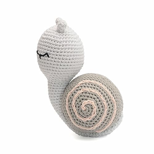 Little Light Gray Snail Handmade Amigurumi Stuffed Toy Knit Crochet Doll VAC