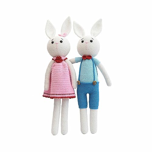 Lovable Couple Bunny Handmade Amigurumi Stuffed Toy Crochet Doll VAC (Bunny Girl)